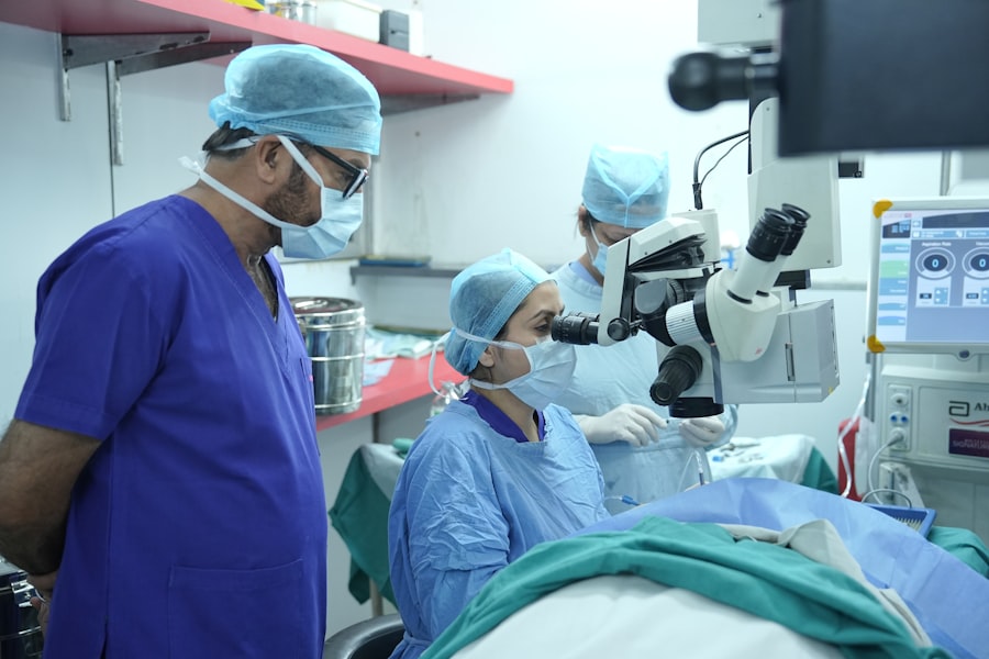 Doctors performing surgery in a hybrid operating room